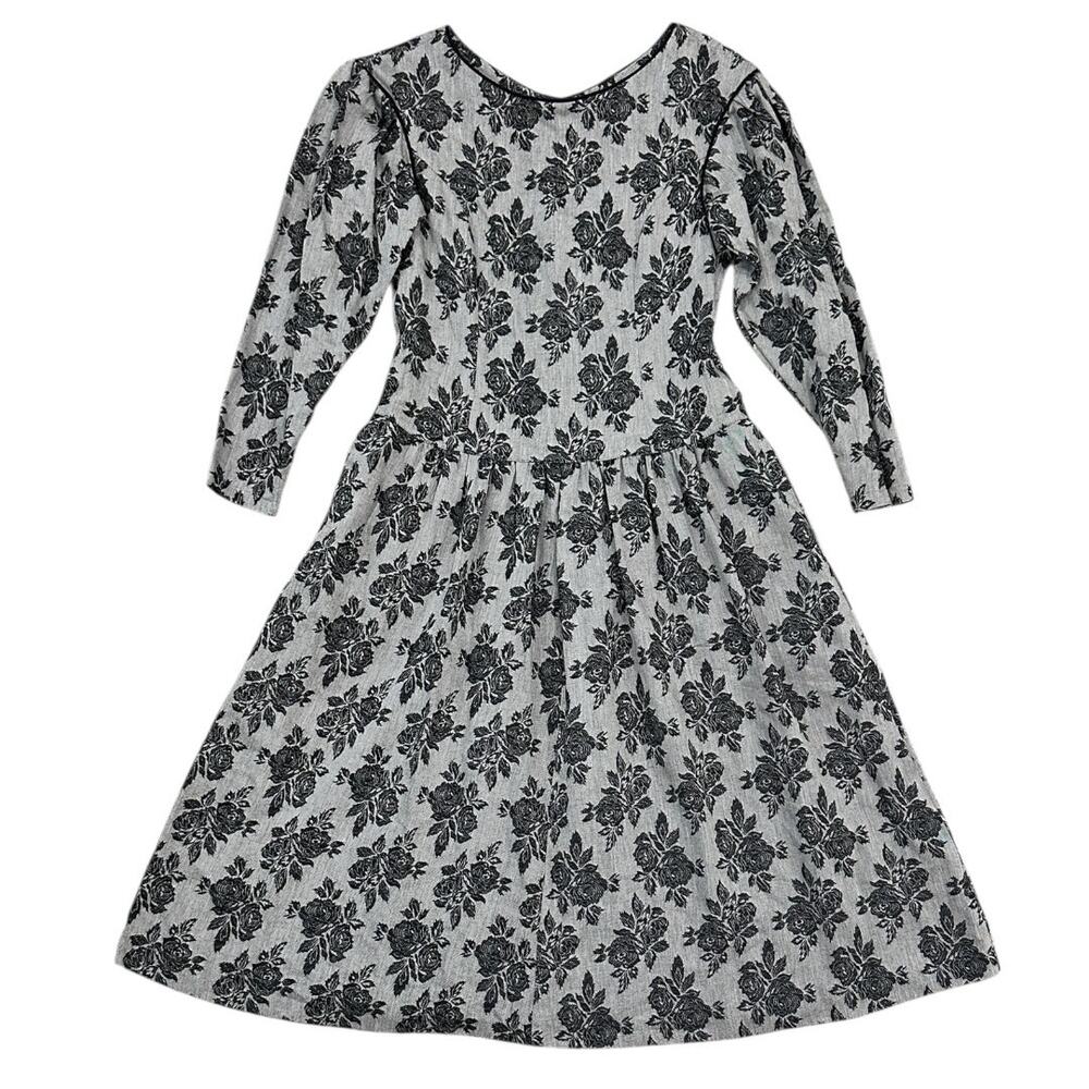 Vintage Petite Lanz Originals Rose Print Midi Dress